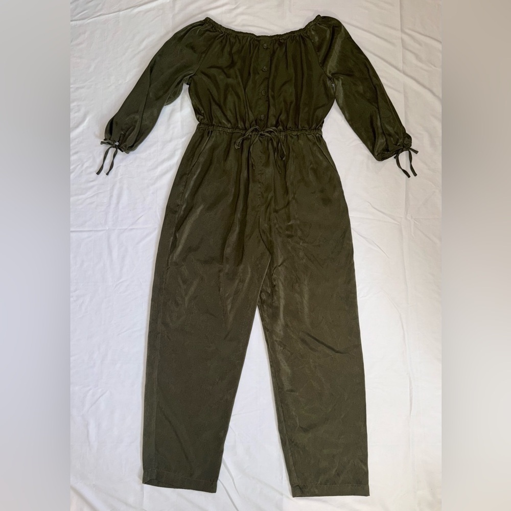 C Est 1946 Olive Green Off the Shoulder Jumpsuit Size XL